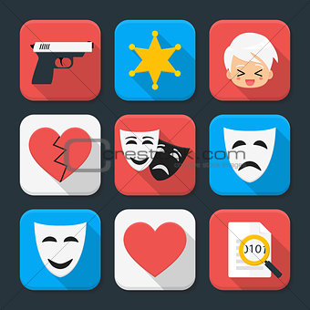 Film genre squared app icon set