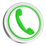 3D green phone icon button