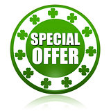special offer in circle label with shamrocks