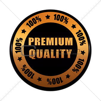 premium quality 100 percentages in golden black circle label