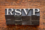 rsvp acronym in metal type