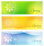 spring with sun and flowers banners
