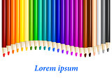 Color pencils in arrange in color row