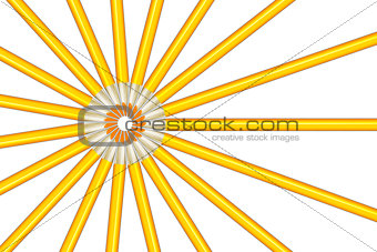 Sun rays figure from yellow pencils