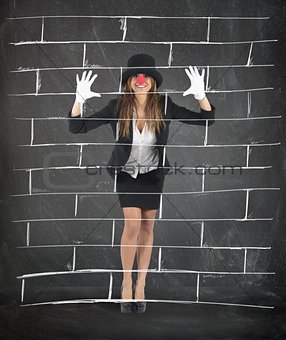 Mime imagining a wall