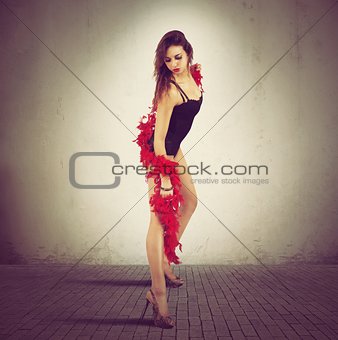 Woman posing with her boa