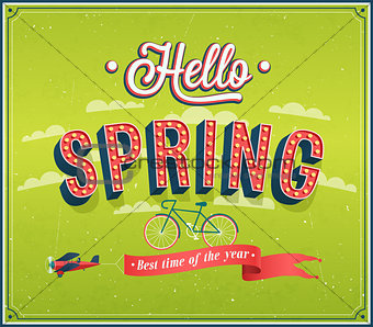 Hello spring typographic design.