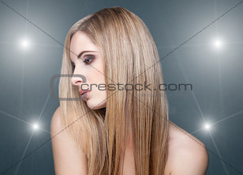 Beautiful young woman with straigth hair