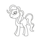 Vector illustration of cute pony, coloring book page