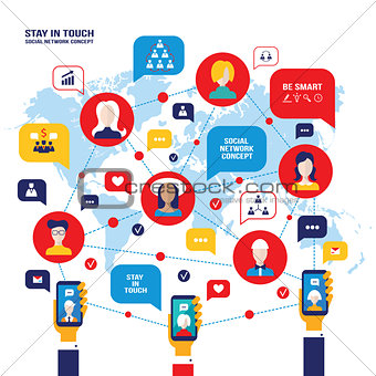 Social network concept People avatars mobile smart phones business icons for web