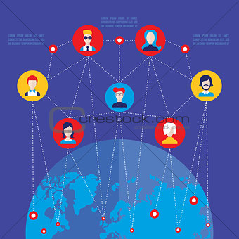 Social network concept  Global communication infographic elements