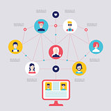 Social network concept  Global communication infographic elements
