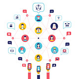 Social network concept Global communication infographic elements