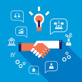 Handshake and icons for web Successful business concept