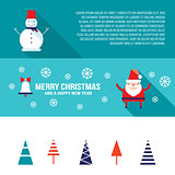 Christmas and New Year banner set Modern flat style