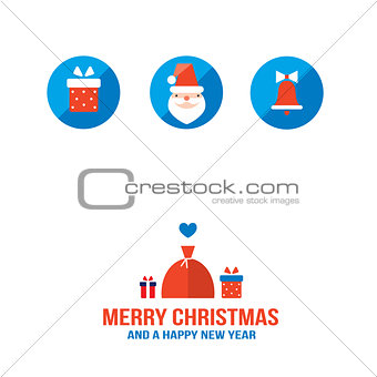 Merry Christmas and Happy New Year greeting card 