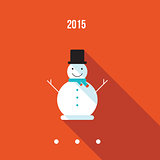 Cute snowman Merry Christmas and Happy New Year greeting card