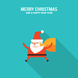 CCute Santa Claus with presents and Christmas deer modern flat design style 