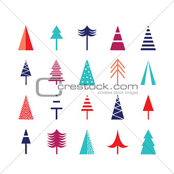 Christmas tree icon set for web