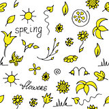Seamless floral spring doodle pattern