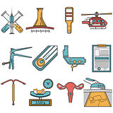 Flat vector icons set for obstetrics