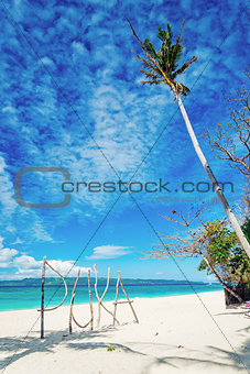 puka beach sign in boracay island philippines