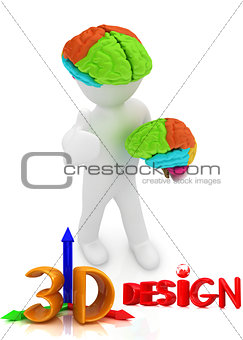 3d people - man with a brain