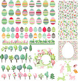 Big collection with easter eggs  and spring trees