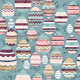 Seamless blue pattern with easter eggs