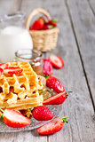 Waffles with strawberry abd honey