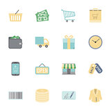 Shopping flat icons set