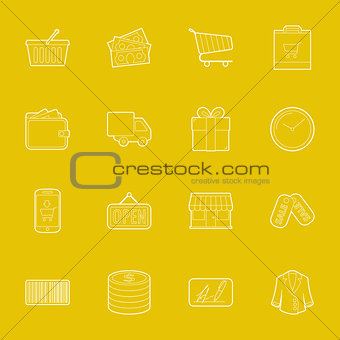 Shopping thin lines icons set