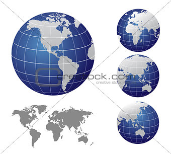 Vector Map and Globe of the World