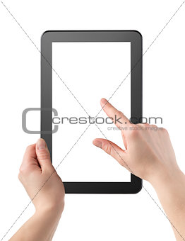 Hands and tablet