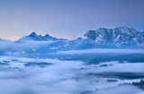 Karwendel mountains in morning fog