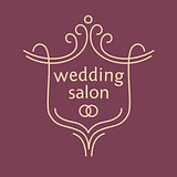 Vector logo for a bridal salon, wedding bouquets. Wedding rings. Vintage
