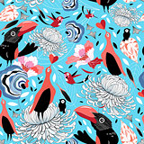 floral pattern with birds