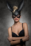 girl with dark rabbit mask