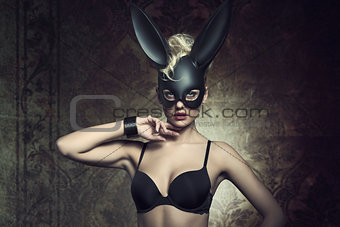 girl with fetish bunny mask 