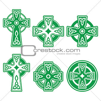 Irish, Scottish Celtic green cross on white vector sign