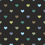 Tile vector pattern with pastel hearts on black background