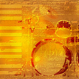 abstract grunge piano background with drum kit
