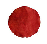 Abstract red watercolor painted circle