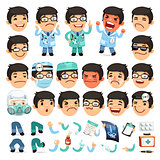 Set of Cartoon Doctor Character for Your Design or Animation