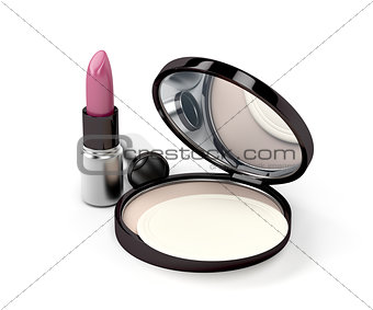 Compact powder and lipstick