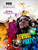 Disco Night Club Flyer layout with DJ shape and music elements