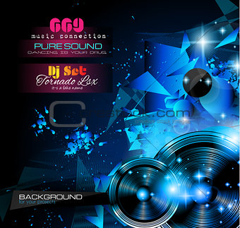 Disco Night Club Flyer layout with  music themed elements