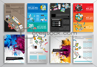 Set of Flyer Design, Web Templates. Brochure Designs, Infographics
