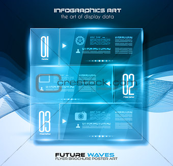 Infographic Layout with Spotlights over an high tech background 
