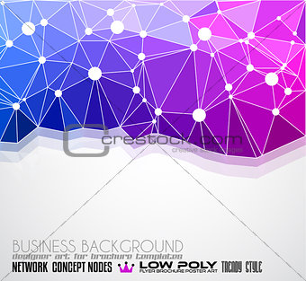 Low Poly trangular network with nodes background for your futuristic flyer